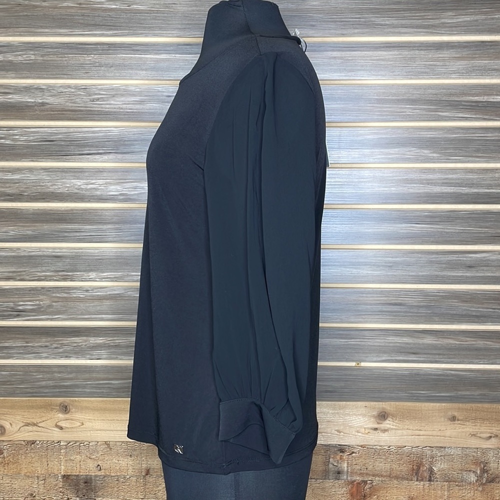 Calvin Klein Black Blouson Sleeve Top Small - Picture 2 of 7